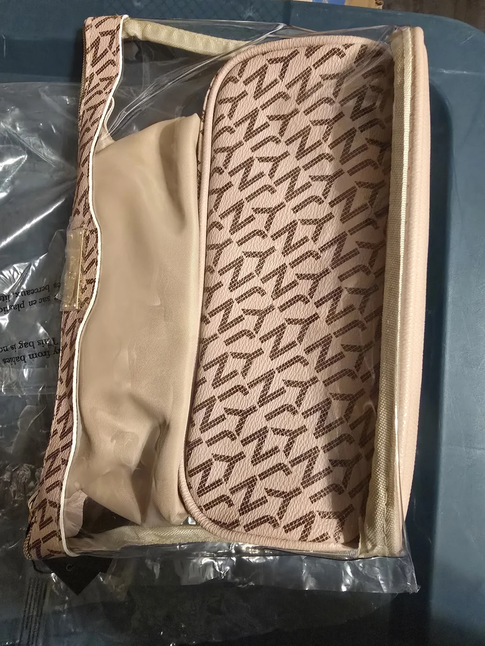 Beige Monogram Pattern Women Makeup Travel Bags